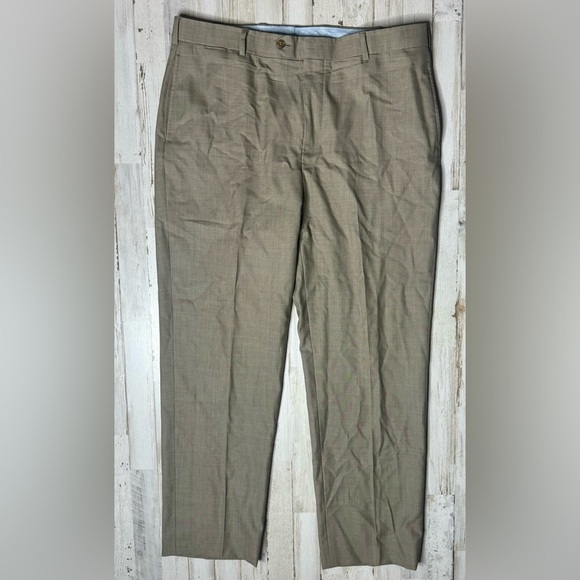 Brooks Brothers Country Club Saxxon Wool Brown  Dress Pants Pleated W39 - Picture 2 of 10